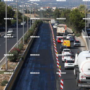 ΜΠΟΤΙΛΙΑΡΙΣΜΑ ΣΤΗΝ ΕΘΝΙΚΗ ΟΔΟ ΑΠΟ ΤΑ ΕΡΓΑ ΑΣΦΑΛΤΟΣΤΡΩΣΗΣ